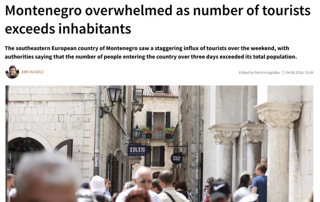 Le Monténégro est submergé par le nombre de touristes, qui dépasse celui des habitants.