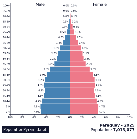 pyramide de la population paraguay 2025